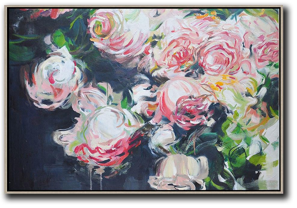 Horizontal Abstract Flower Painting #LX12C - Click Image to Close